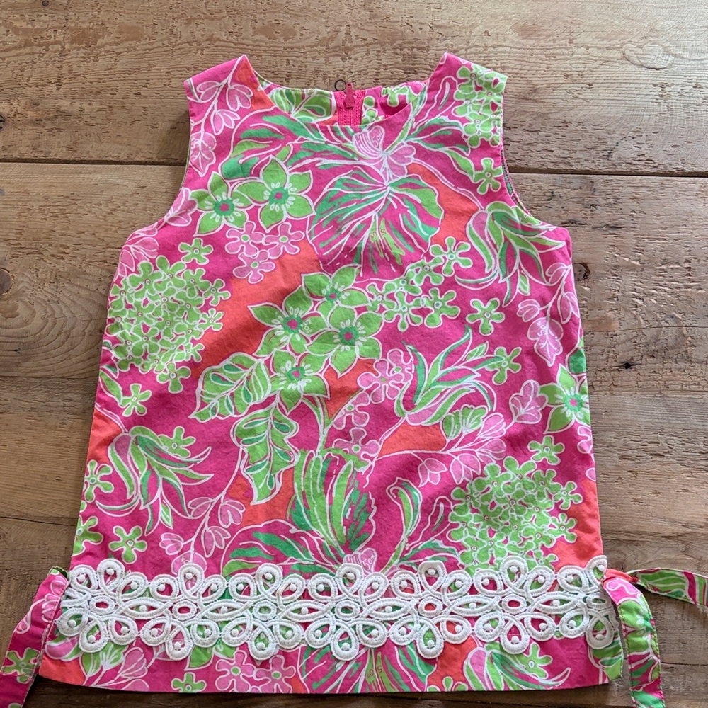 Lilly Pulitzer Jubilee Shift Dress with Lace Trim Sz. 5